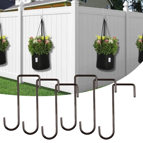 Cheers.US 6Pcs/Set Vinyl Fence Hooks, Patio Hangers Coated Steel Fence