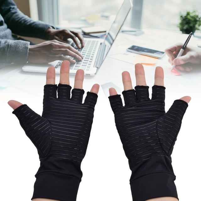Compression Gloves, Easy To Clean Reduced Hand Load Arthritis Compression Gloves Fingerless Design Free Touch and Grip for Men Women M