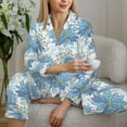 thumbnail image 6 of Pajama Sets for Women 2 Pcs, blue flower_I Button Down Long Sleeve Sleepwear Lounge PJ Sets, 6 of 6
