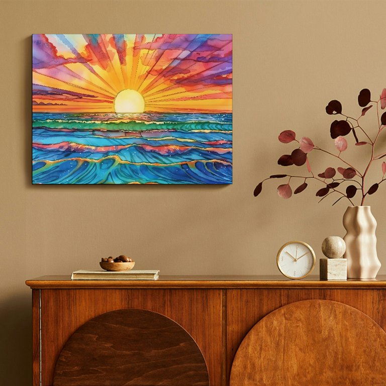 Tableau Abstrait Coucher De Soleil Sur Toile - Plusieurs Formats - Édition Limitée 2023