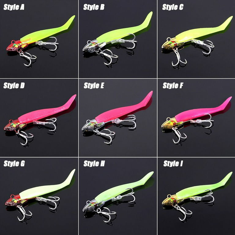 Swimming fly fishing 34G Silicone Minnow Lure Lead Head hook worm Soft bass  Bait STYLE E 
