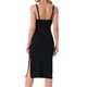 thumbnail image 3 of INSPIRAR CHIC Camisones de mujer con escote en V, tirantes de encaje, camisón sin mangas, vestido de noche midi con abertura lateral, camisa de noche L negra, 3 of 6