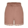 thumbnail image 6 of Byworldtasic Womens Shorts Womens Y2K High Waisted Linen Dressy Casual Pleated Wide Leg Summer Shorts with Elastic Waist, 6 of 7