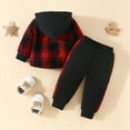 thumbnail image 4 of Toddler Boys Outfit Sets Autumn Winter Plaid Print Hooded Long Sleeve Hoodies Tops With Pants Two Piece Holiday Wear, 4 of 6