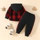 thumbnail image 2 of Gibobby Conjunto de Sudadera y Leggings de Lana Camiseta de manga larga con estampado a cuadros para niños y niñas, trajes con pantalones y camisetas con capucha(Rojo,18-24 Meses), 2 of 5