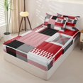 thumbnail image 2 of Erosebridal Abstract Strip Patchwork Zipper Full Size Comforter Sets with Fitted Sheet and 2 Pillowcases,Red Gray Geometric Zipper Bedding Set For Girls,Reversible,4 Pieces, 2 of 7