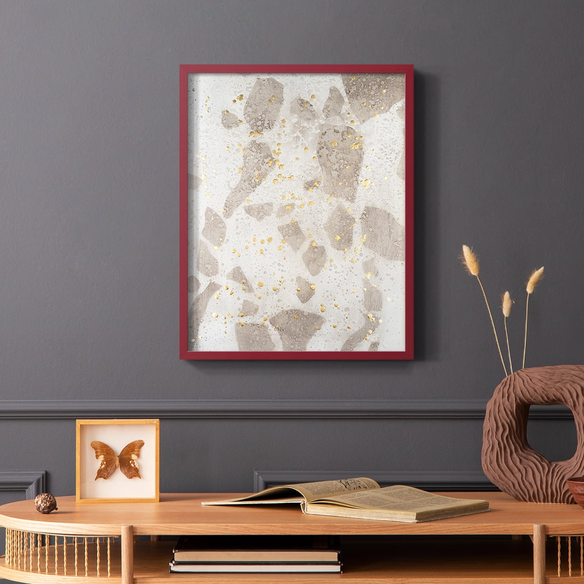 Chordata II Framed Print in Red Solid Wood Framed Print No Nail Hanging