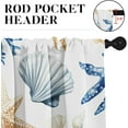 thumbnail image 4 of Summer Kitchen Window Curtains Valance and Tier Set 36 Inch, Seashells Starfish Coral Rod Pocket Short Tier Curtain for Bathroom, Watercolor Small Cafe Drapes for Kitchen Decor, 4 of 4