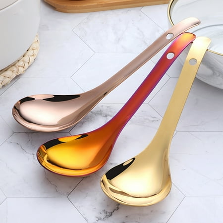 

Bcloud Soup Spoon Food Grade Rust-proof Stainless Steel Thickening Soup Ladle Rice Spoon Cookware Utensil for Home