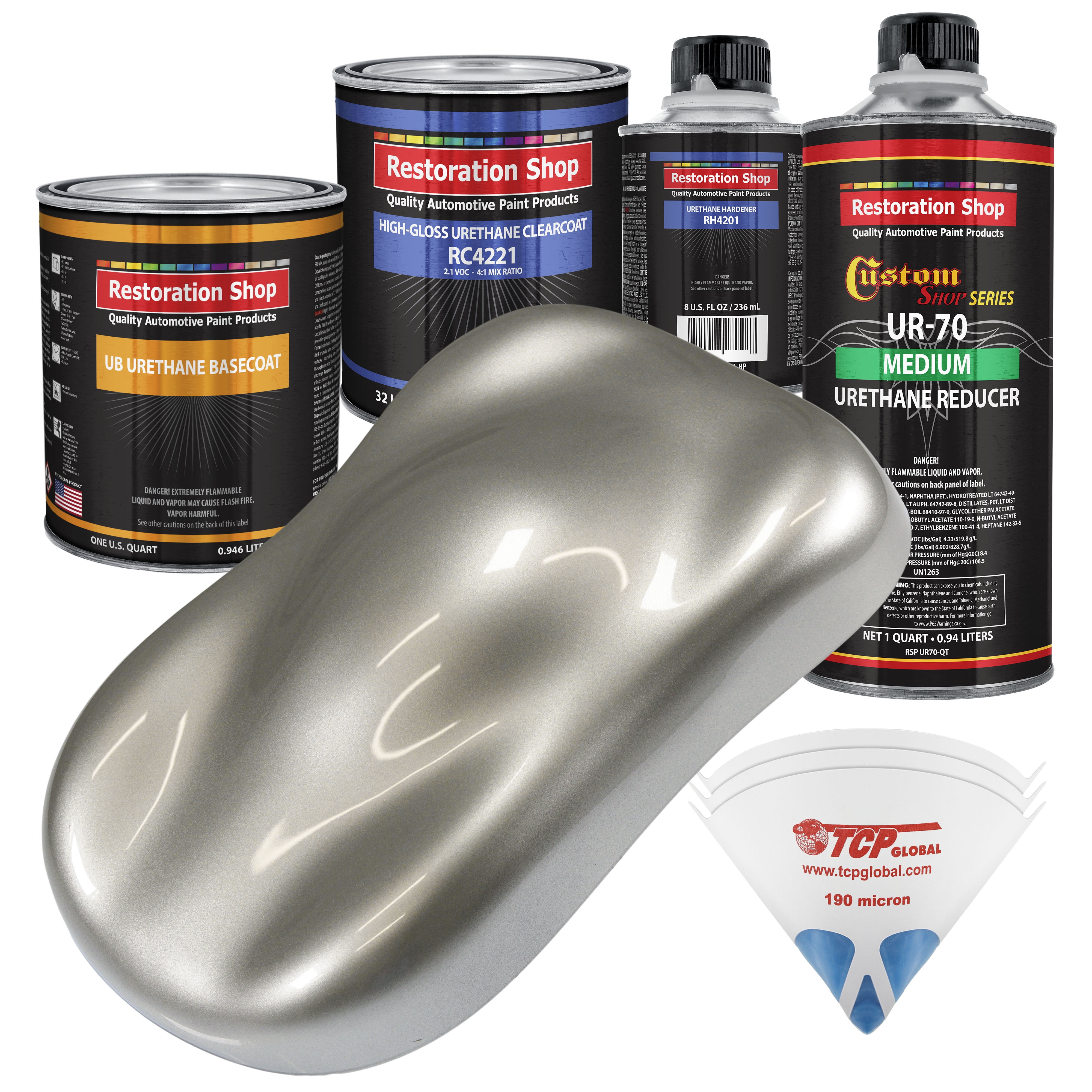 Pewter Silver Metallic Quart URETHANE BASECOAT CLEARCOAT Car Auto Body
