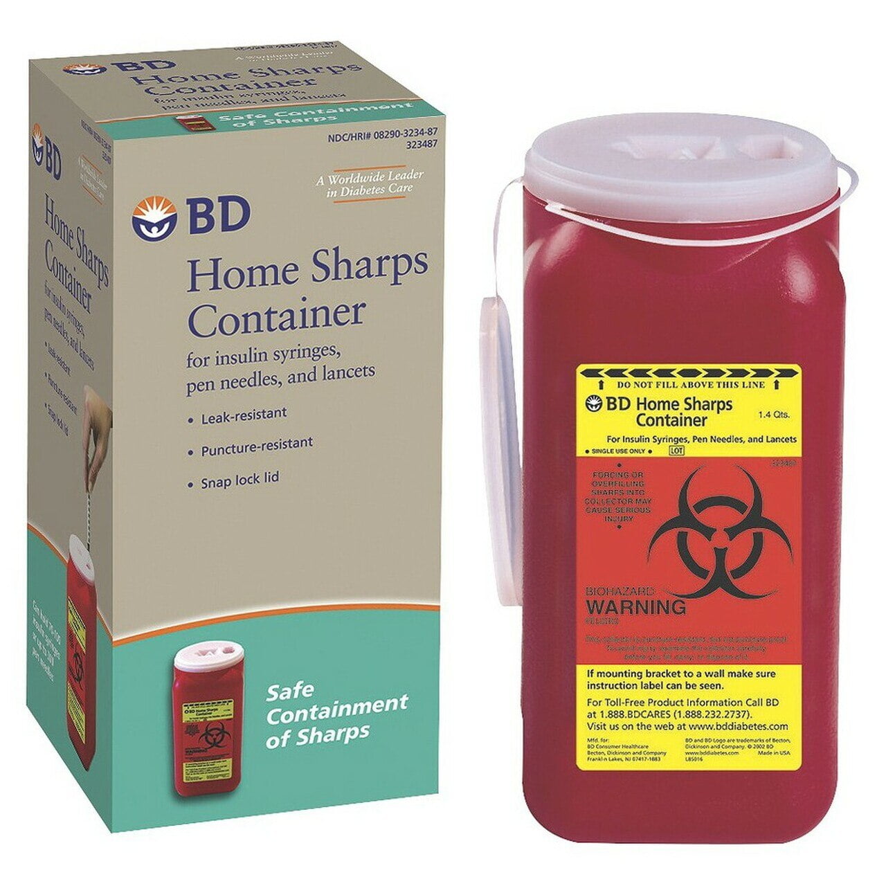 BD Home Sharps Container Disposal , 1.4 qt 2 Pack