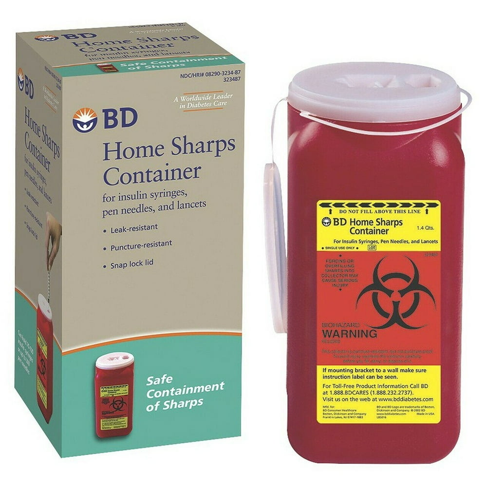 BD Home Sharps Container Disposal , 1.4 qt 2 Pack