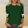 thumbnail image 2 of IROINNID Womens Casual Round Neck 3/4 Sleeve Loose Fit Tee Tops Blouse Comfortable Everyday Wear Home Daily Fashion Soft Relaxed Fit Soft Basic Tee(Green#1,M), 2 of 5