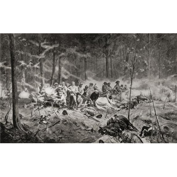 Design Pics le Dernier Stand du Major Allan Wilson sur la Rivière Shanghai Matabeleland pendant la Première Guerre de Matabele en 1893 après la Peinture d'Allan Stewart Publiée 1900 Affiche, 18 x 11