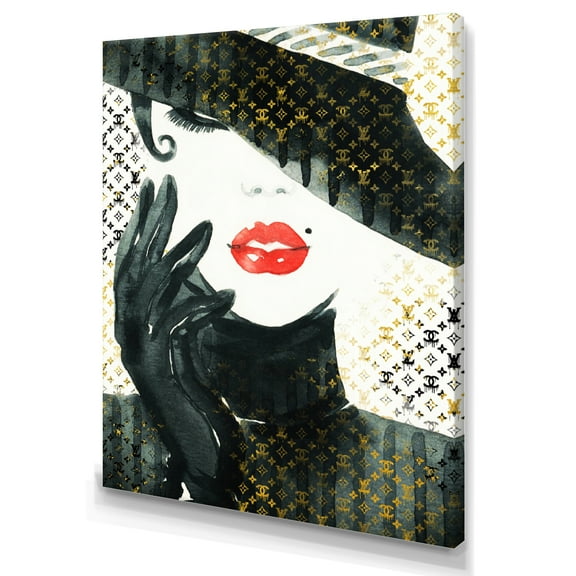 Designart Luxurious Woman With Black Hat I Canvas Wall Art