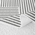 thumbnail image 5 of Castle Fairy Modern Abstract Curved Strip Bed Spread Queen 3pcs,Geometric Linear Arch Queen Coverlet Set,White Medium Gray,1 Quilt and 2 Pillowcases, 5 of 7