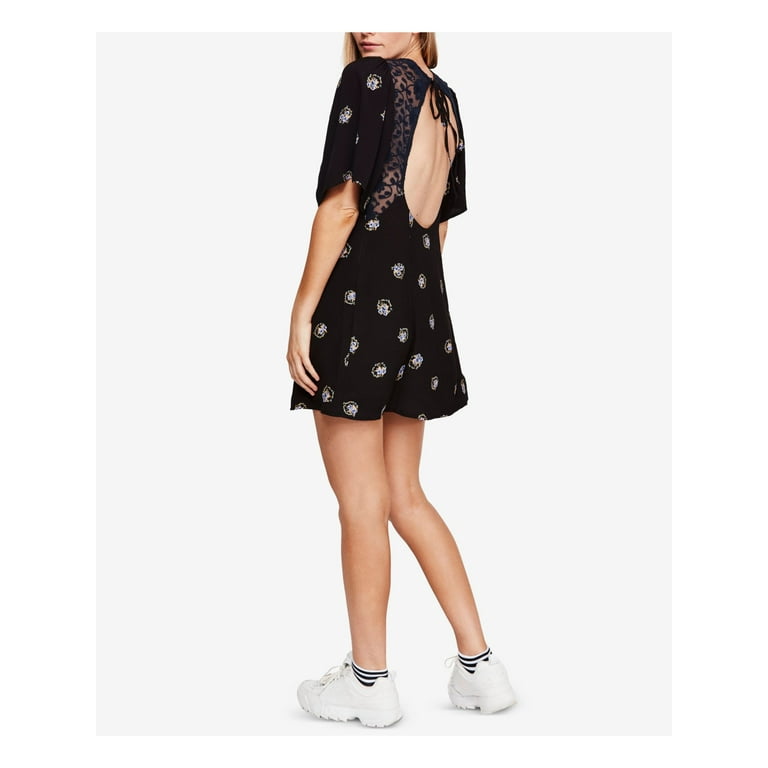 Free People Womens Mockingbird Mesh Inset Mini Dress Black 2 Walmart