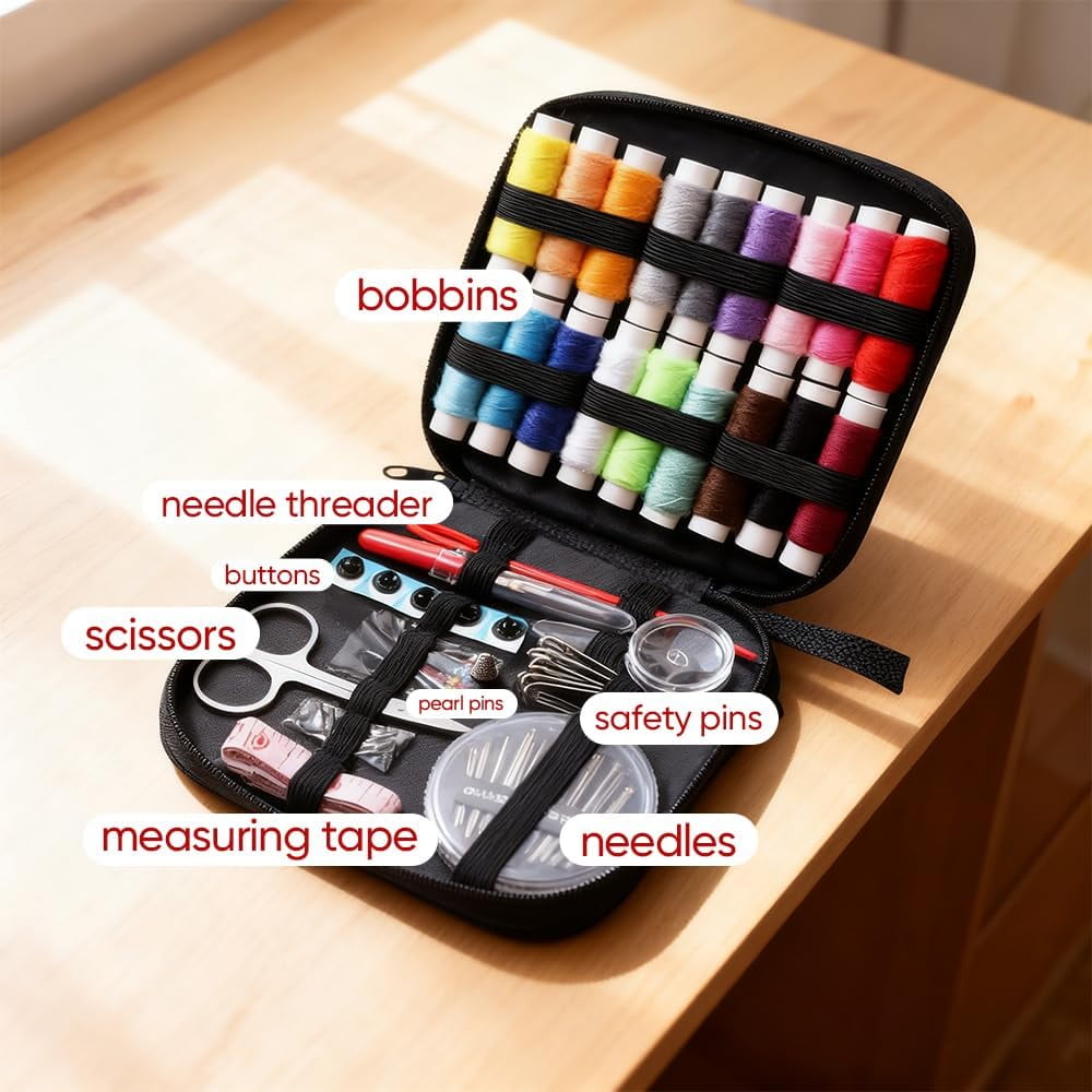 Saker Stitch Book Embroidery Kit: All-in-One Linen Embroidery Reference Guide with Multiple Sewing Tools, Floss, Needles & Scissors - Portable Gift