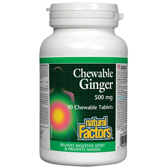 Natural Factors Chewable Ginger 500 mg, 90 Capsules