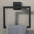 thumbnail image 4 of Toallero de pared con aro, diseño cuadrado moderno, acero inoxidable SUS304 negro mate, EGK8009-B, 4 of 5