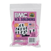 BMC Marx Plastic Army Men US Soldiers - Pink 31pc WW2 Figures - Made in USA