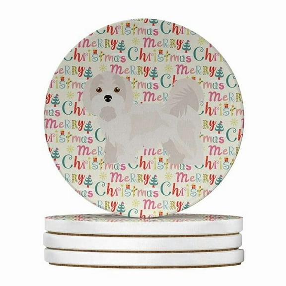 Kyi-Leo Merry Christmas Large Sandstone Coasters Pack of 4 4 in x 4 in