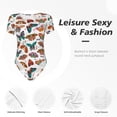thumbnail image 6 of Daiia Colorful Butterfly print Women's Crew Neck Short Sleeve Bodysuit Fashion Tops Fit Casual Basic Extender Bodysuit-Medium, 6 of 9