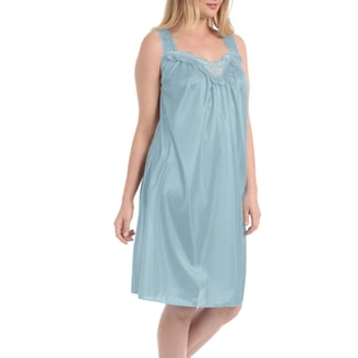 Women's Satin Chemise Nightgown Lace Trim Full Slip Lingerie Dress Sexy