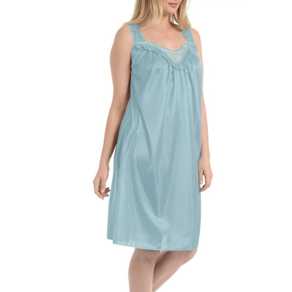 EZI Nightgowns for Women - Soft & Breathable Satin Night Gowns for Adult Women - Medium to Plus Size Womens Sleep Shirts - Knee-Length Nightgown