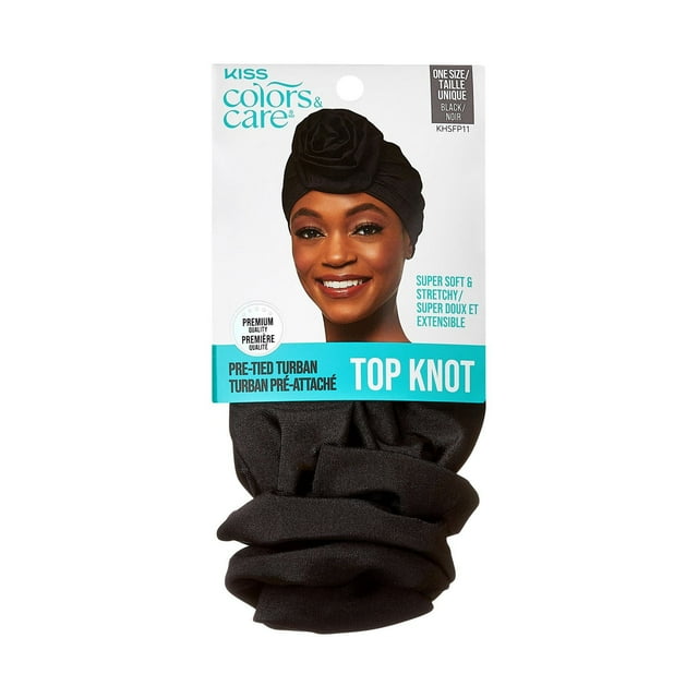 KISS - Couleurs et soins capillaires Turban pré-noué Top Knot, noir - 1 pièce