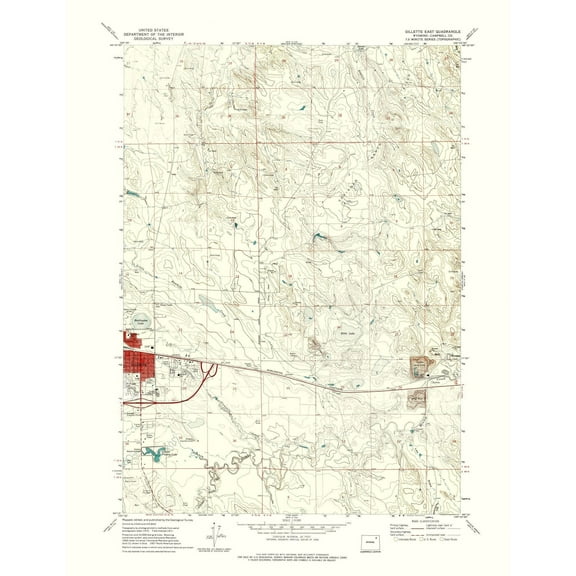 Topographical Map - East Gillette Wyoming Quad - USGS 1971 - 23 x 29.87 - Vintage Wall Art