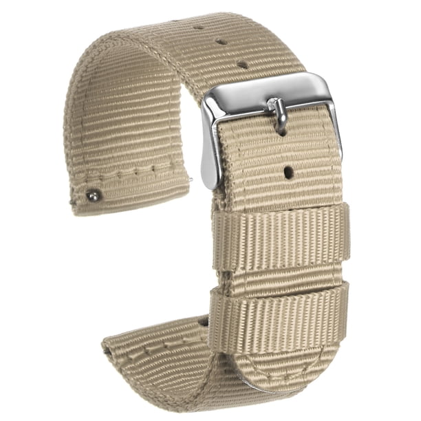 Amarillo Nylon Reloj Correa 22mm Ancho Duradero Nylon Correa con Plata Hebilla, Universal Reemplazo Lienzo Reloj Correa 38