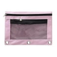 thumbnail image 1 of Dosaele Fabric Pencil Pouch with 3 Binder Holes  Black Binder Pencil Case with Smooth Zipper  Clear Window Pencil Case for Binder Big Capacity 3 Ring Binder Pencil Bag with 3 Reinforced G, 1 of 2