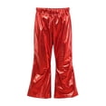 thumbnail image 2 of Girls Boys Metallic Hip Hop Pants Shiny Sequin Sparkly Elastic Waist Loose Dance Trousers for Performances and Casual Red 9-10Years, 2 of 5