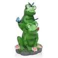 thumbnail image 4 of Alpine Corporation Solar Stacked Frog Statue with LED Lighted Eyes - Large, 4 of 5