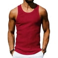 thumbnail image 2 of YLSDY Men's Ribbed Crew Neck Tank Top, High Elastic Compression Sleeveless Shirt for Gym Training Red XL, 2 of 9