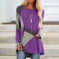 thumbnail image 2 of Funny T Shirts For Women, Cute T Shirts For Women Novelty T Shirts Women's Fashion Casual Irregular Patchwork Color Print Loose Medium Long Long Sleeve Top Womens Work Tops And (Purple,Small), 2 of 5