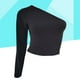thumbnail image 3 of EeaseMX Camiseta negra de manga larga para mujer, top sexy con escote pronunciado y un hombro descubierto, talla M, 3 of 7