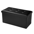 Folding Storage Ottoman Bench, Faux Leather Footrest for Living Room, End of Bed Bench with