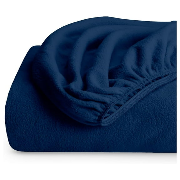 Super Soft Fleece Fitted Sheet - Queen Size - Extra Plush Polar Fleece, No-Pilling - Deep Pocket - All Season Cozy Warmth (Queen, Dark Blue) 05 - Dark Blue