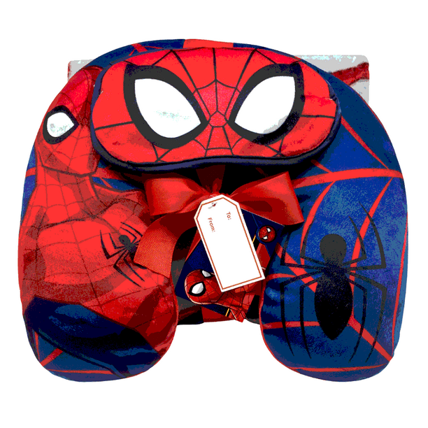 Spiderman 3 Piece Kids Travel Set w/ Eye Mask, Neck Pillow & Throw