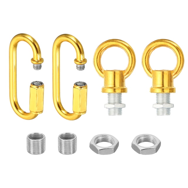 Unique Bargains M10 Lamp Female Loop Holder with Chain Quick Link Lifting Eye Nut Hook Ring 44 Lbs Load Gold
