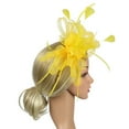 thumbnail image 3 of Baberdicy Women's Dual Fascinator - Clip & Headband Convertible - Wedding/Church Hat - Feather & Mesh Design - Value Pack Yellow,One Size, 3 of 8