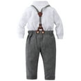 thumbnail image 2 of Baby Boy Clothes 3-18 Months Infant Gentleman Tuxedo Outfit Set Dress Suits Bowtie Suspender Pants, 2 of 17