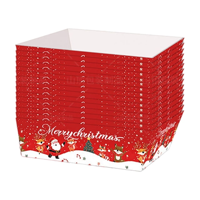 Christmas Food Containers,20 Piece Christmas Food Snack Tray Christmas Party Snack Disposable Paper Tray with Beautiful Pattern Durabled and Easy to Use,Food Trays Disposable