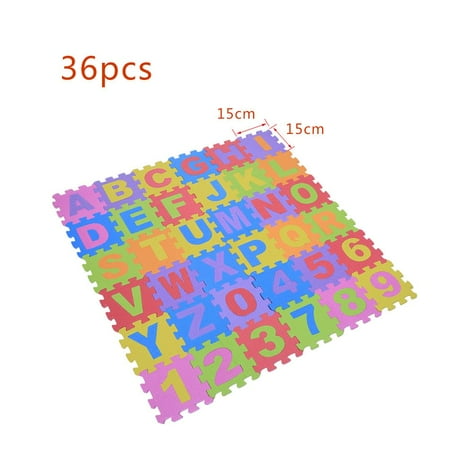 Yosoo 36pcs Soft Eva Foam Play Mat Numbers Letters Baby Children