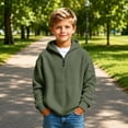 thumbnail image 5 of Boys Quarter Zip Hoodie Waffle Knit Pullover Sweatshirt with Kangaroo Pocket Relaxed Casual Fall Hoodies, 5 of 6