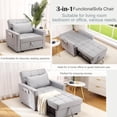 thumbnail image 3 of 3-in-1 Sofa Bed/Sleeper Chair with Bed Function, Linen Fabric, Small Sleeper Sofa/Sleeper Chair with Side Pocket and Adjustable Backrest for Guest Bed, Space-Saving Sleeper Sofa, 3 of 6