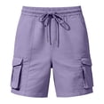 thumbnail image 5 of ZHYou Cargo Shorts for Women Casual Baggy Fit Drawstring Pull On Summer Shorts with Side Flap Pockets,Purple,Size S, 5 of 6