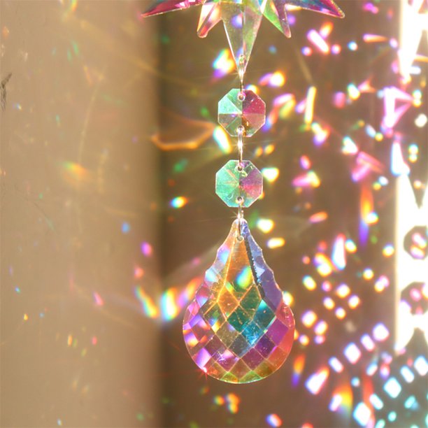 Campanillas de viento de prisma de Navidad con cuentas coloridas de Crystal Light Catcher para el hogar (A) Ehuebsd Libre de BPA